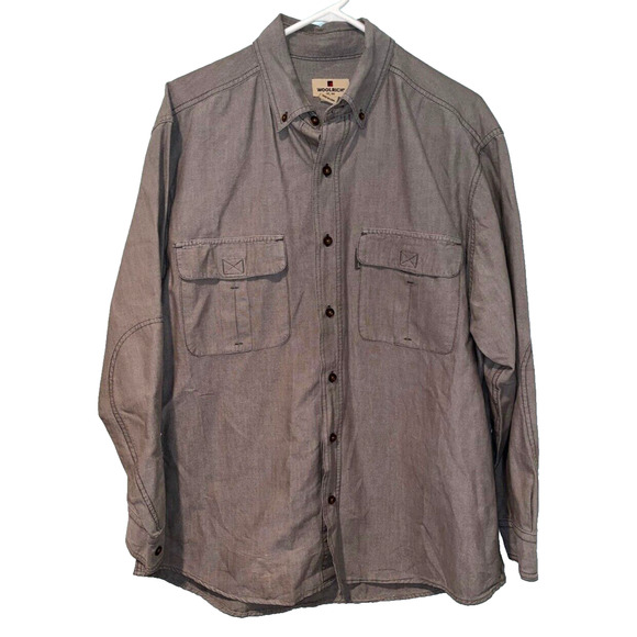 Woolrich Other - Woolrich Men's Button Up Long Sleeve Shirt Olive Sz. L 100% Cotton 703